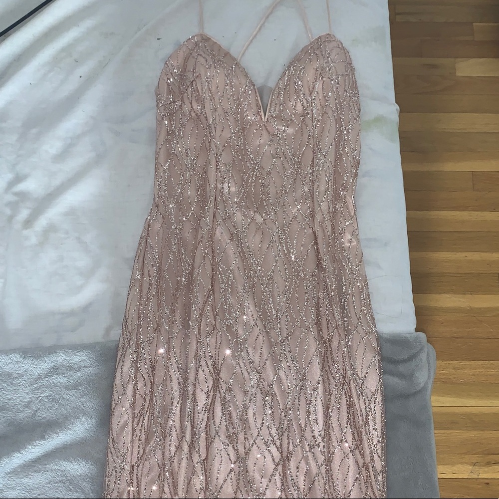 Long rose gold dress